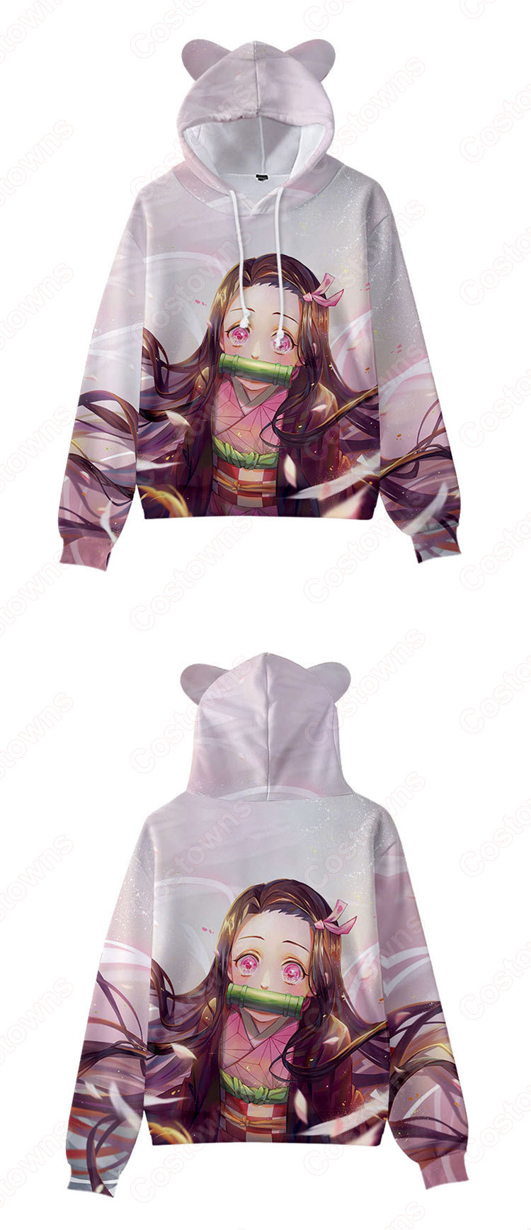 鬼滅の刃 猫耳 パーカー 子供服 長袖 キッズ スウェット アニメ プリント 春秋冬服 誕生日 プレゼント イベント 衣装-12