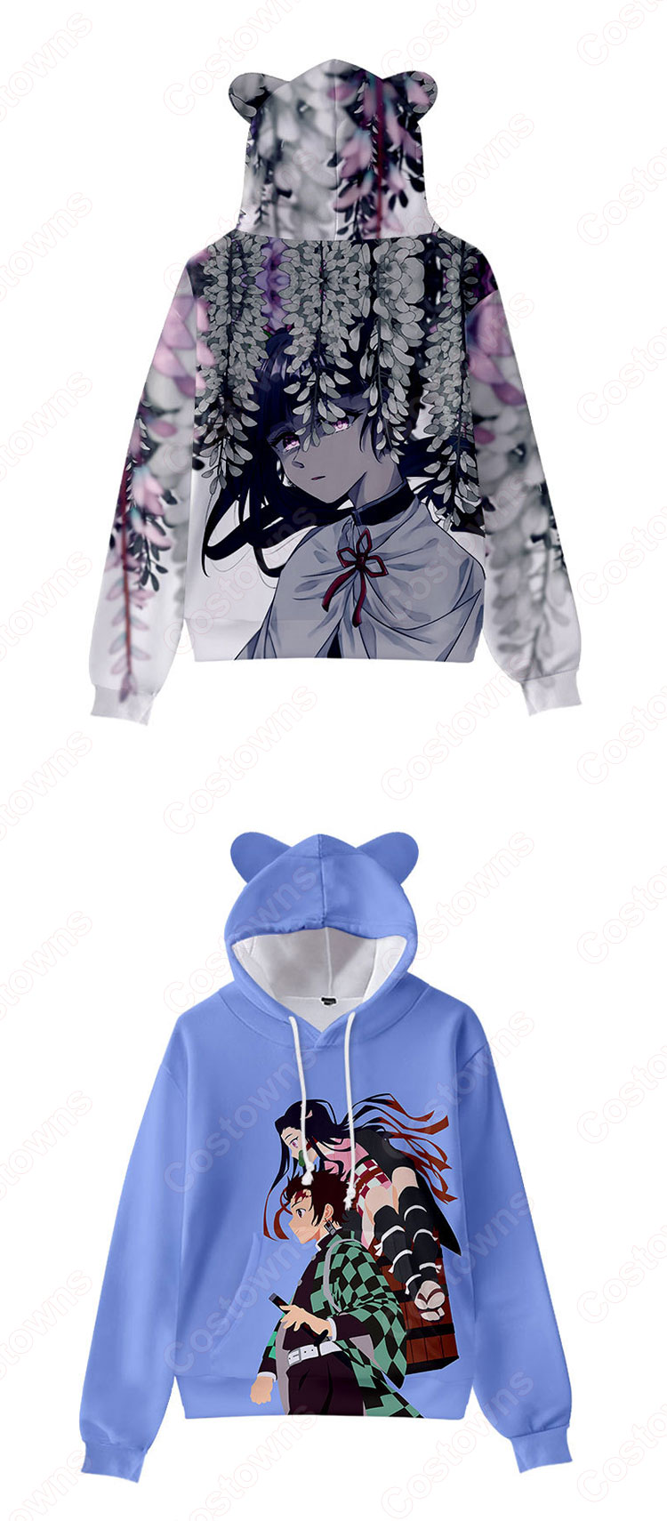 鬼滅の刃 猫耳 パーカー 子供服 長袖 キッズ スウェット アニメ プリント 春秋冬服 誕生日 プレゼント イベント 衣装-9