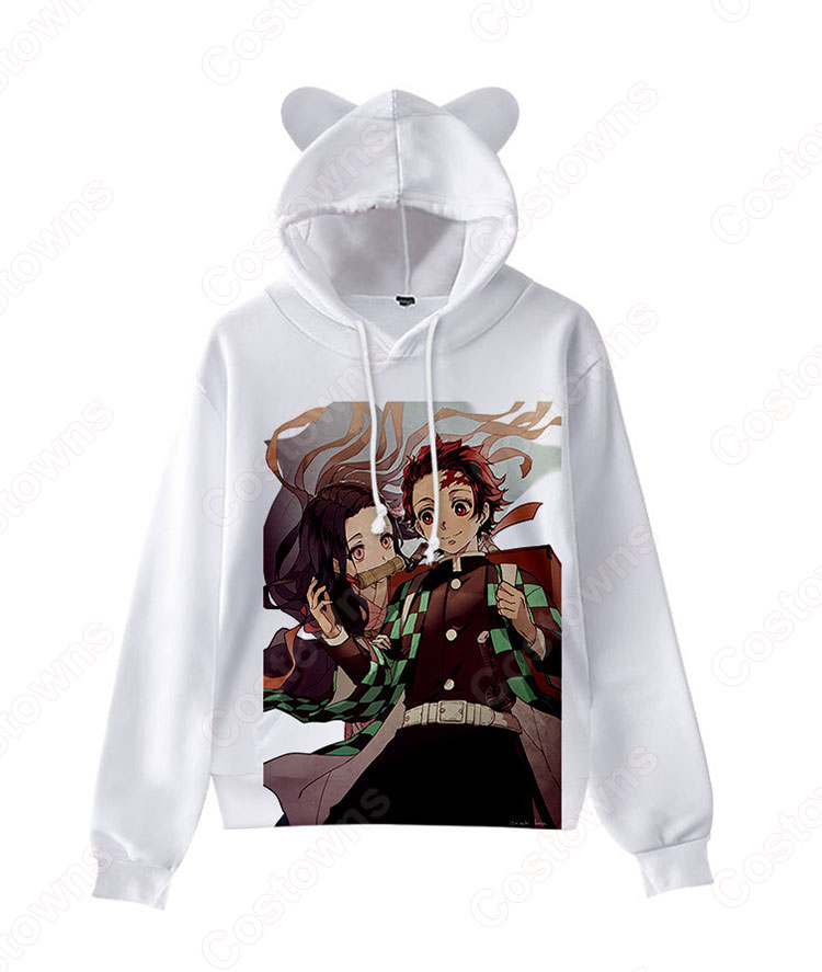 鬼滅の刃 猫耳 パーカー 子供服 長袖 キッズ スウェット アニメ プリント 春秋冬服 誕生日 プレゼント イベント 衣装-15