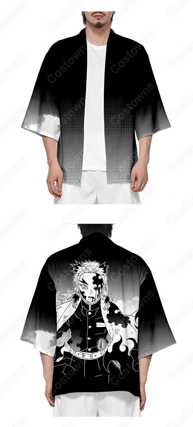 鬼滅の刃（無限列車編） 子供用 羽織 キッズ 春夏秋服 普段着 着物 マント ジャケット-3