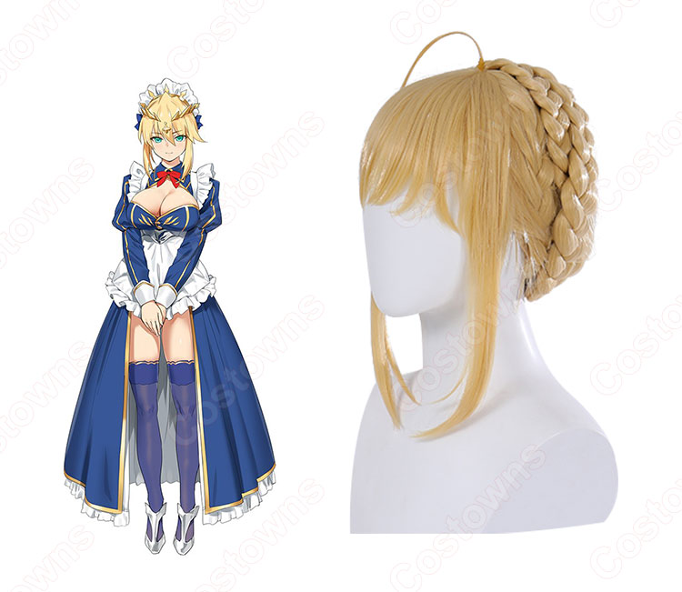 アルトリア Saber コスプレ 高品質耐熱 ウィッグ『Fate/Grand Order』かつら ウィッグネット付 変装用-3