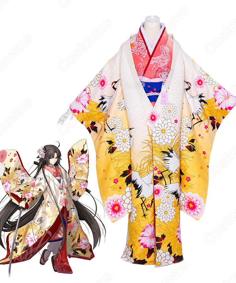 Fate grand order 両儀式 和服 コスプレ衣装『空の境界』りょうぎ しき 英霊 三破 着物 衣装 変装 コスチューム-6