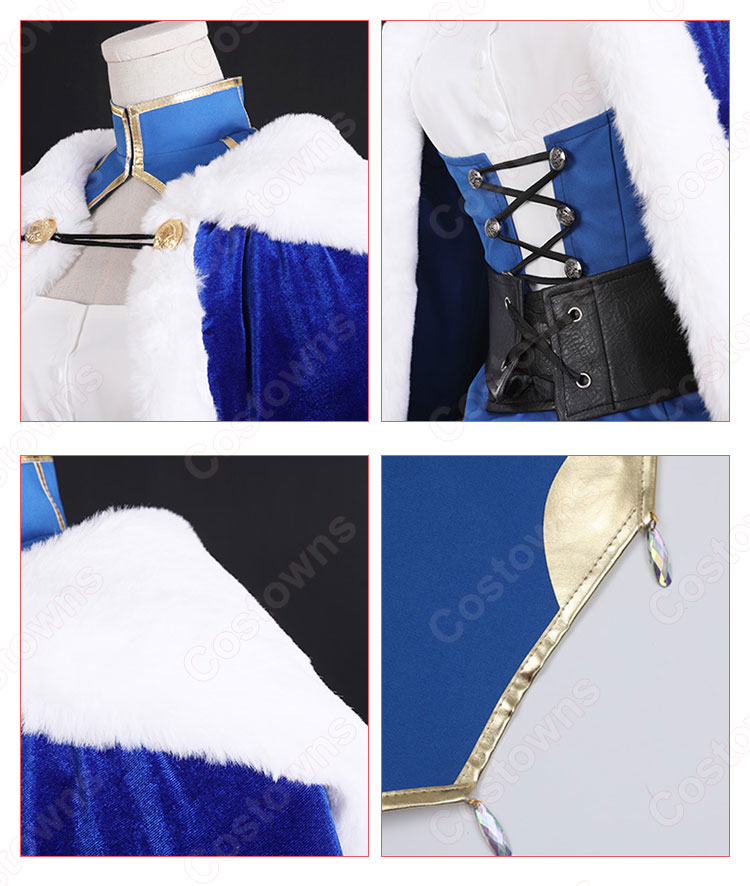 アルトリア・ペンドラゴン 青 マント コスプレ衣装 『Fate/stay night』騎士マントフード付き 柔らかい ふわふわ 保暖防寒 仮装 ステージ衣装 コスチューム-6