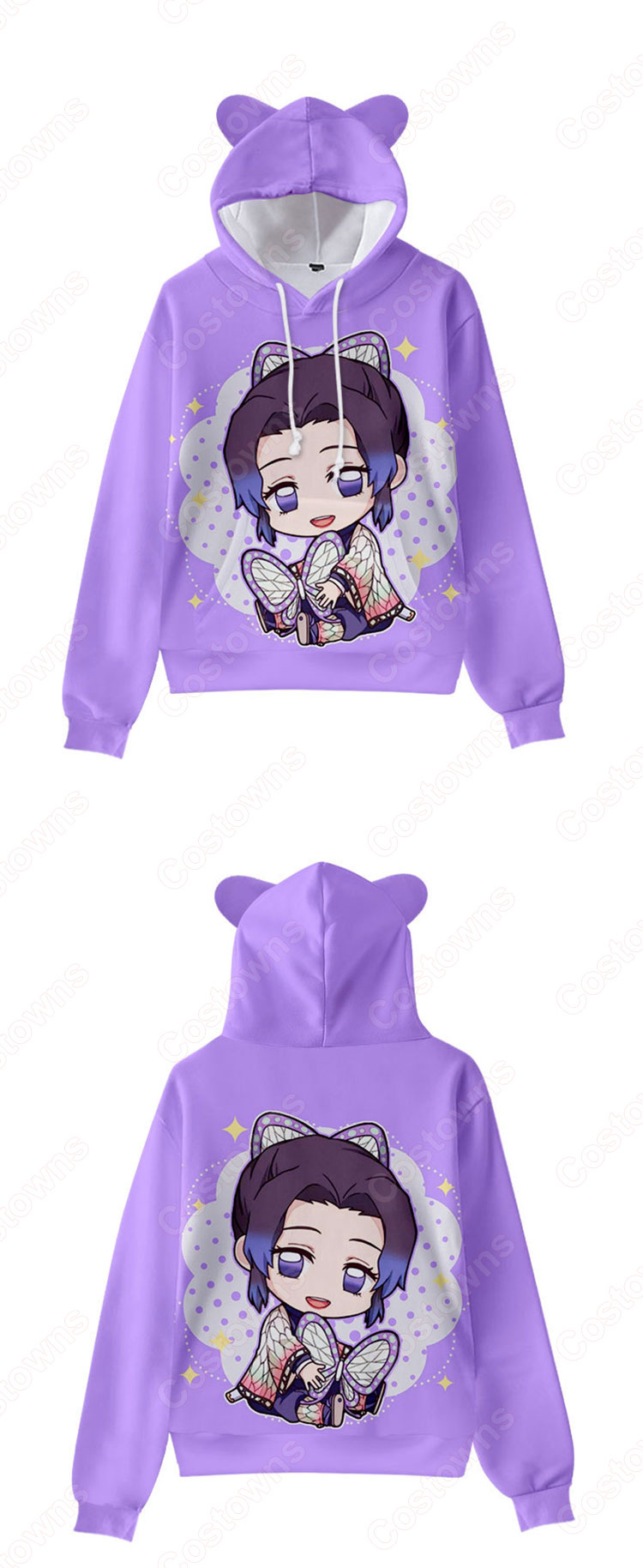 鬼滅の刃 子供用 パーカー 猫耳 キッズ スウエット 長袖 プルオーバー プリント フード付きフーディー カジュアル オーバー-6