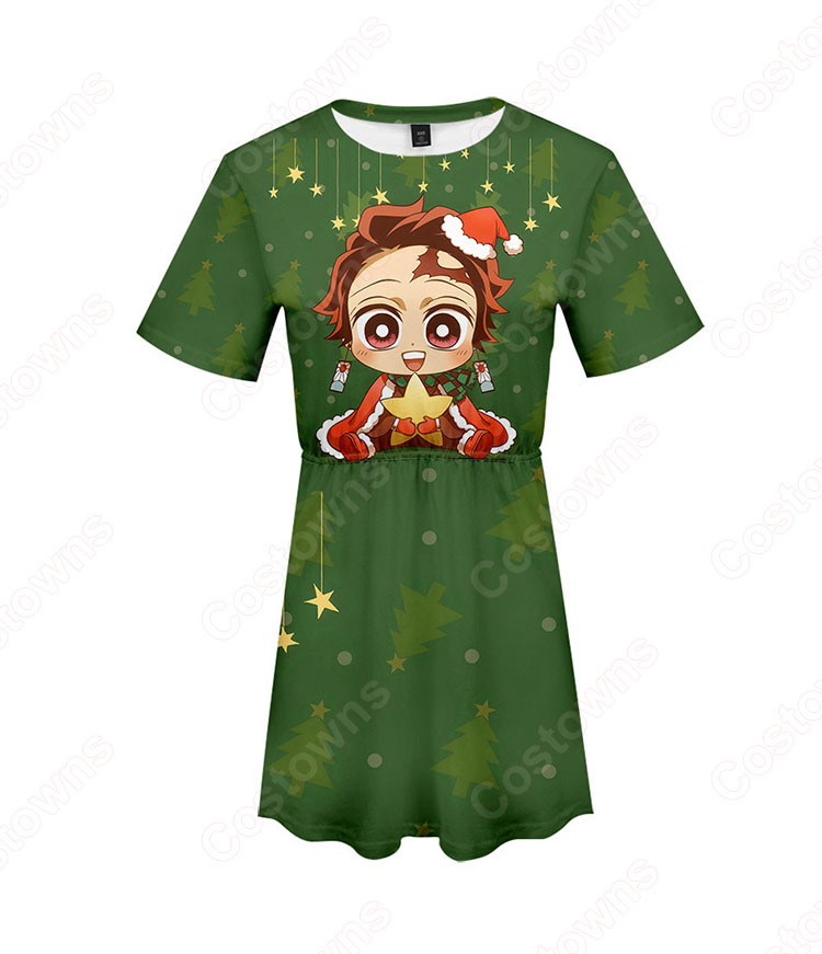 鬼滅の刃 スカート ドレス ワンピース 半袖 タイトスカート 普段着 カジュアル ソフト可愛い お洒落 人気 アニメ コスプレ服 夏服-12