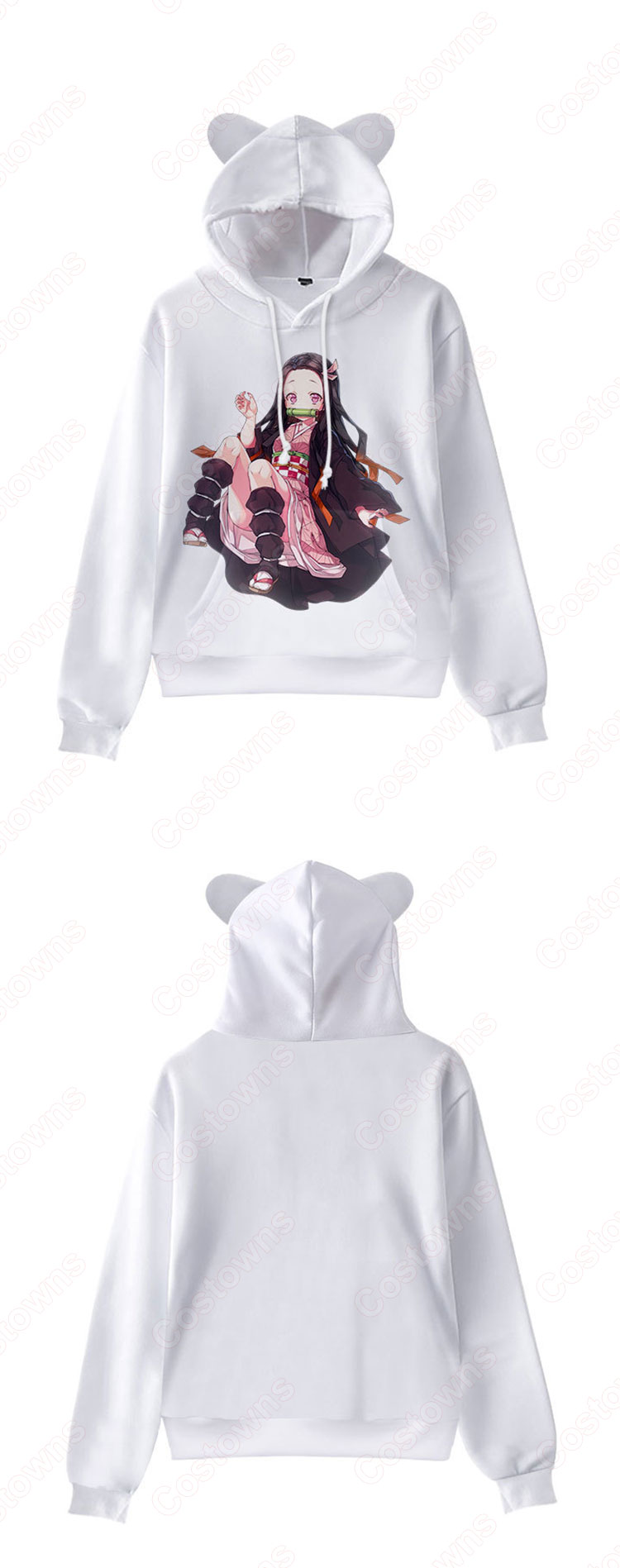 鬼滅の刃 子供用 パーカー 猫耳 キッズ スウエット 長袖 プルオーバー プリント フード付きフーディー カジュアル オーバー-11