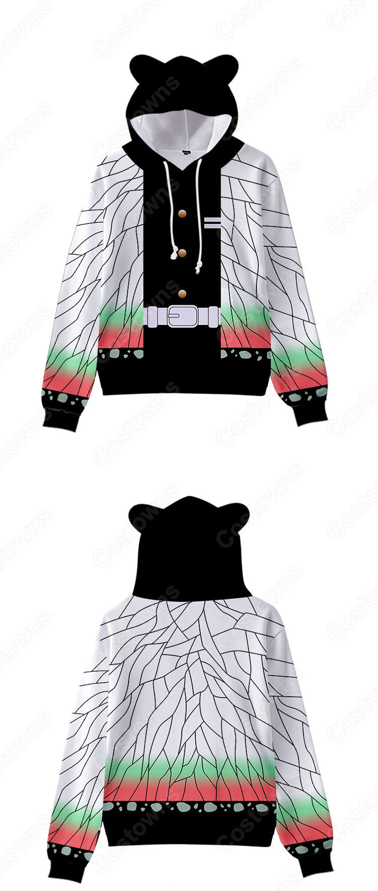 鬼滅の刃 猫耳 パーカー 子供 ジャケット キッズ 萌え フード付き コート かわいい 趣味 長袖 上着 カジュアル 春秋冬トレーナー スウェット-18