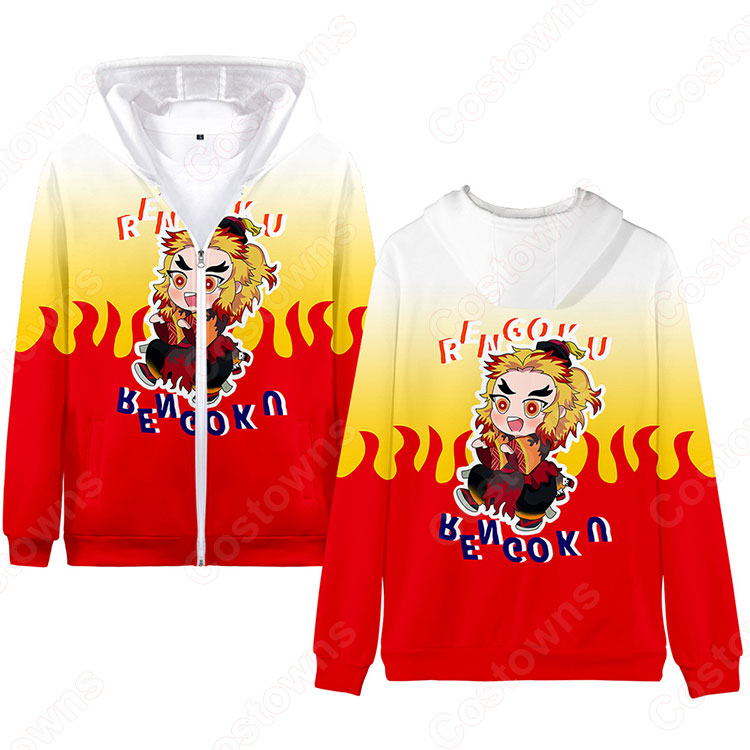 鬼滅の刃 ジップ パーカー 子供服 長袖 スウェット 3d プリント ジャケット 漫画の風 カジュアル 春秋冬服-6