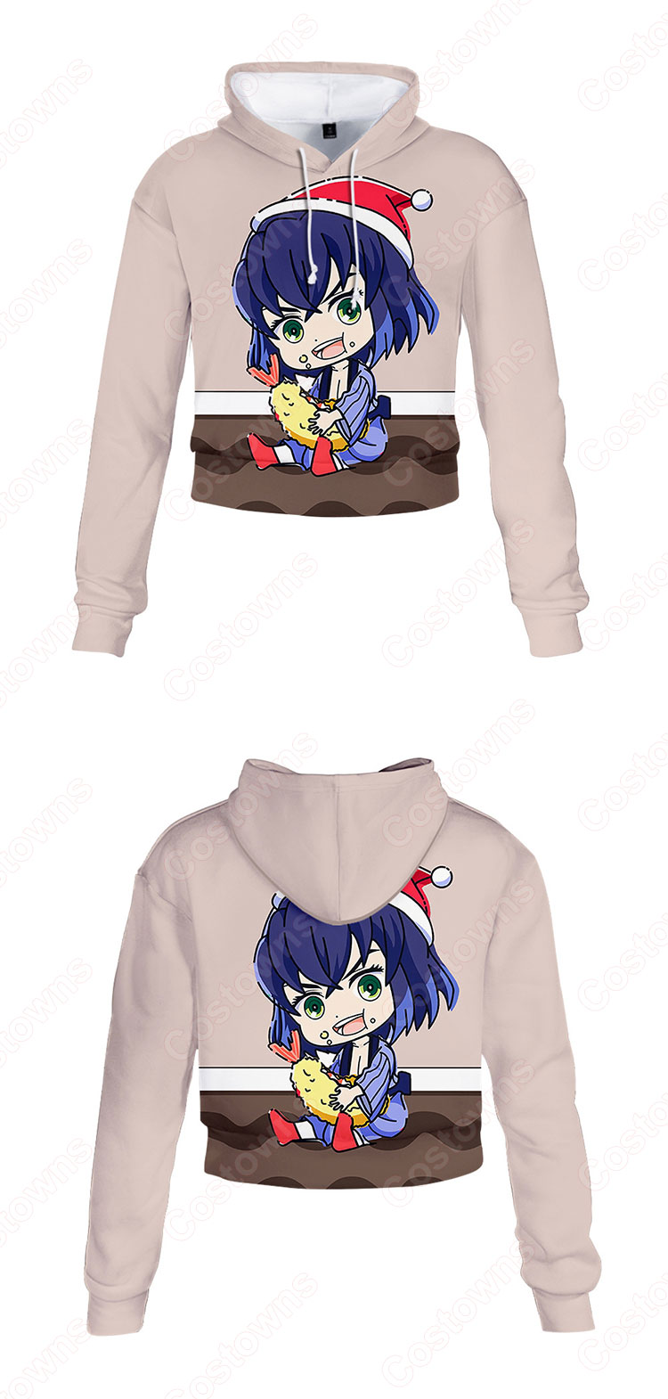 鬼滅の刃 ショート丈 パーカー へそ出し フーディー ショートトップス クリスマスシャツ 長袖 ヒップホップ カジュアル おしゃれ トップス-6