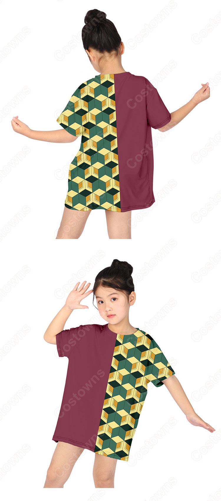 鬼滅の刃 Tシャツ 女の子 ドレス 子供服 キッズ 半袖 夏服 普段着 超かわいい 誕生日 プレゼント 鬼滅の刃 グッズ-12