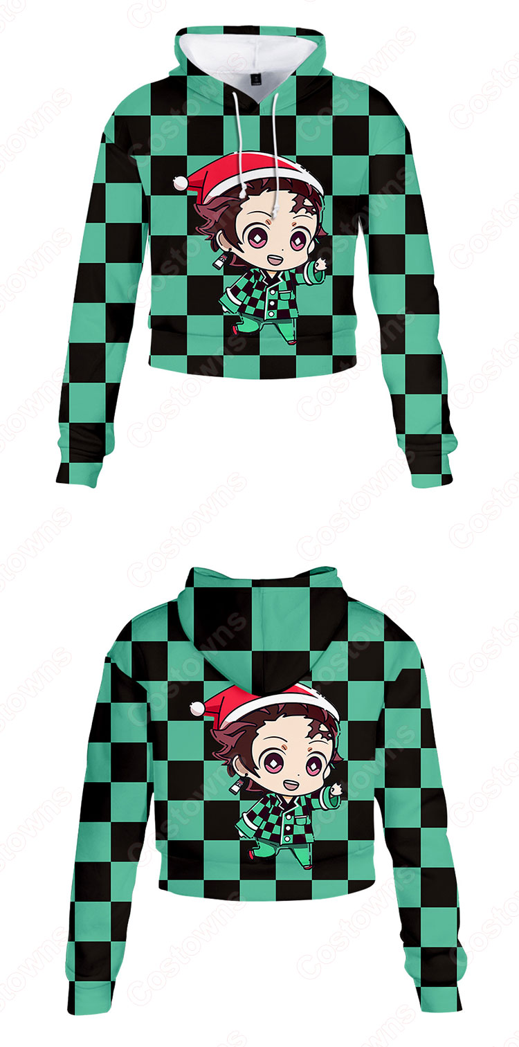 鬼滅の刃 ショート丈 パーカー へそ出し フーディー ショートトップス クリスマスシャツ 長袖 ヒップホップ カジュアル おしゃれ トップス-2