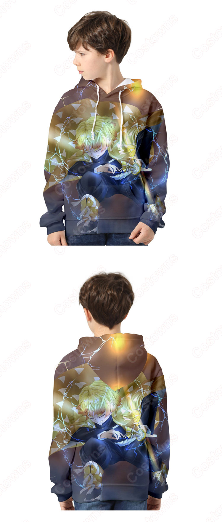 鬼滅の刃 パーカー 子供 キッズ 長袖 フード付き 親子服 男女兼用 春秋冬用 おしゃれ-3