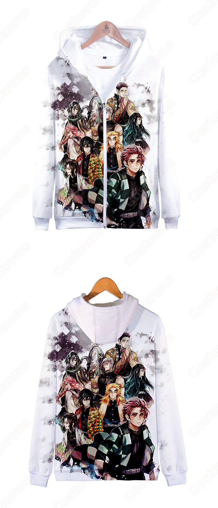 鬼滅の刃 ジップアップパーカー 子供 大人 長袖 日常服 カジュアル おしゃれ おおきいサイズ 秋 冬 服-8
