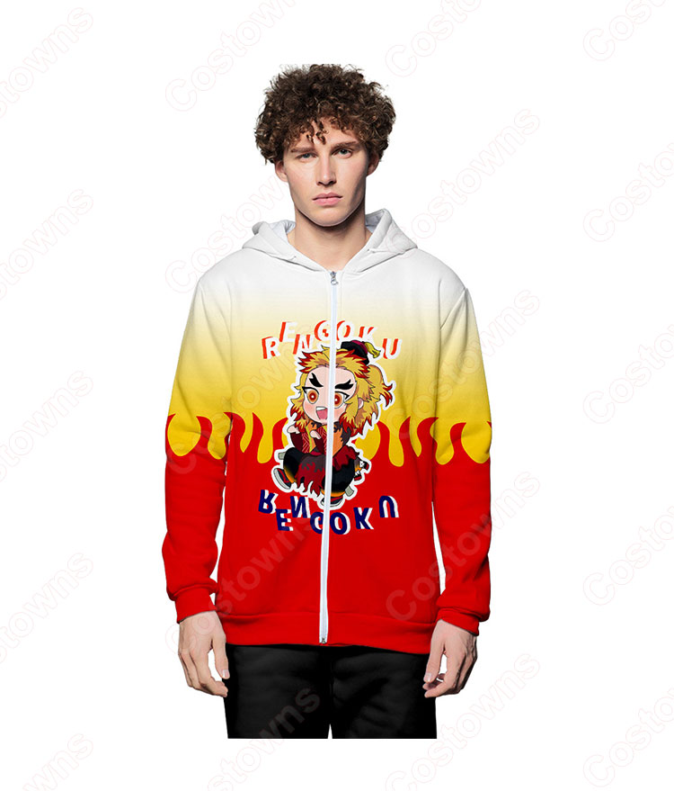 鬼滅の刃 ジップ パーカー 子供服 長袖 スウェット 3d プリント ジャケット 漫画の風 カジュアル 春秋冬服-5