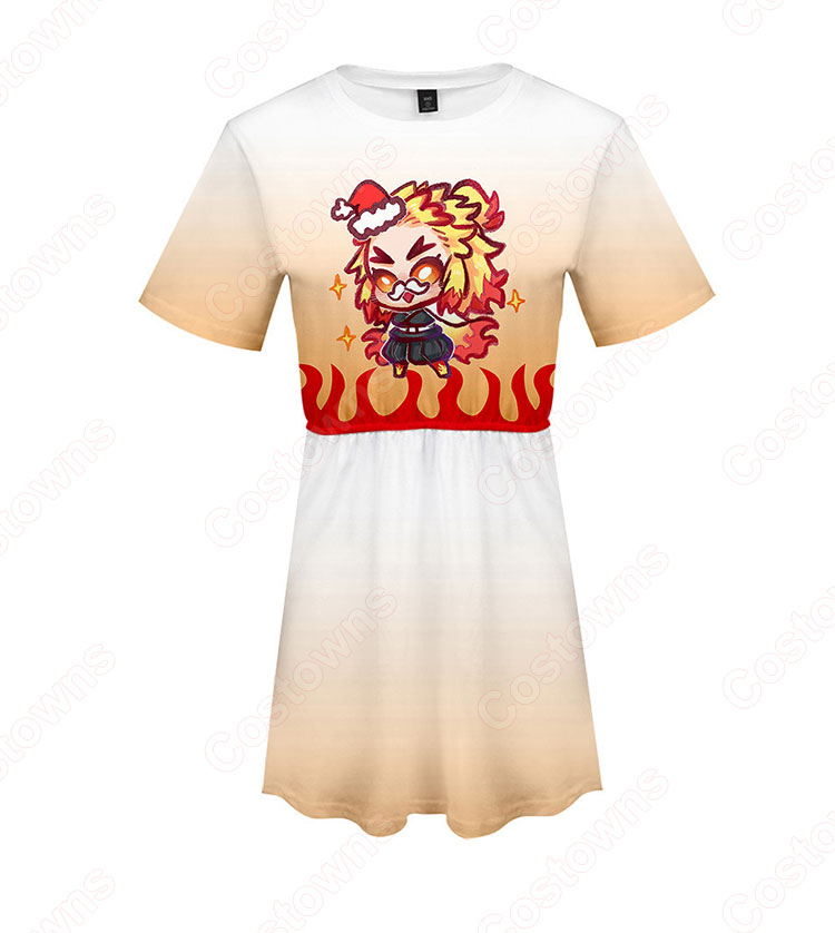 鬼滅の刃 スカート ドレス ワンピース 半袖 タイトスカート 普段着 カジュアル ソフト可愛い お洒落 人気 アニメ コスプレ服 夏服-14