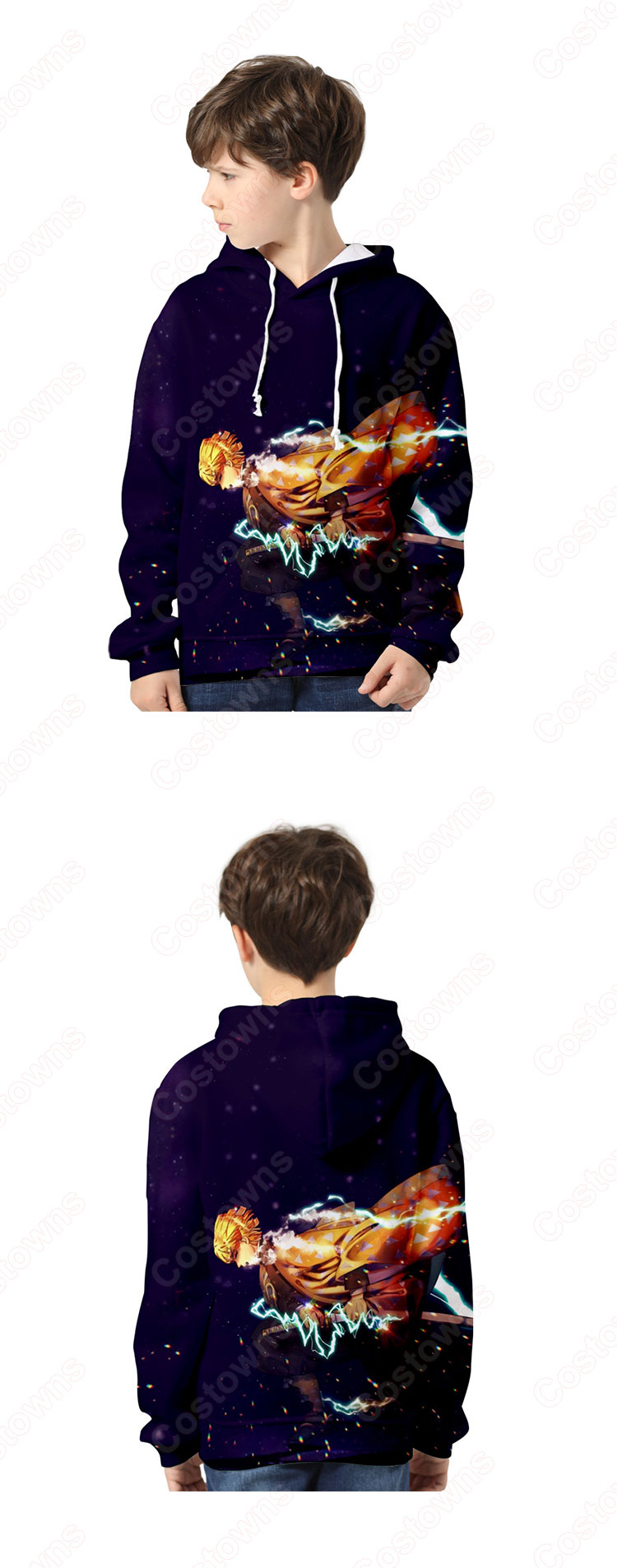 鬼滅の刃 パーカー 子供 キッズ 長袖 フード付き 親子服 男女兼用 春秋冬用 おしゃれ-13