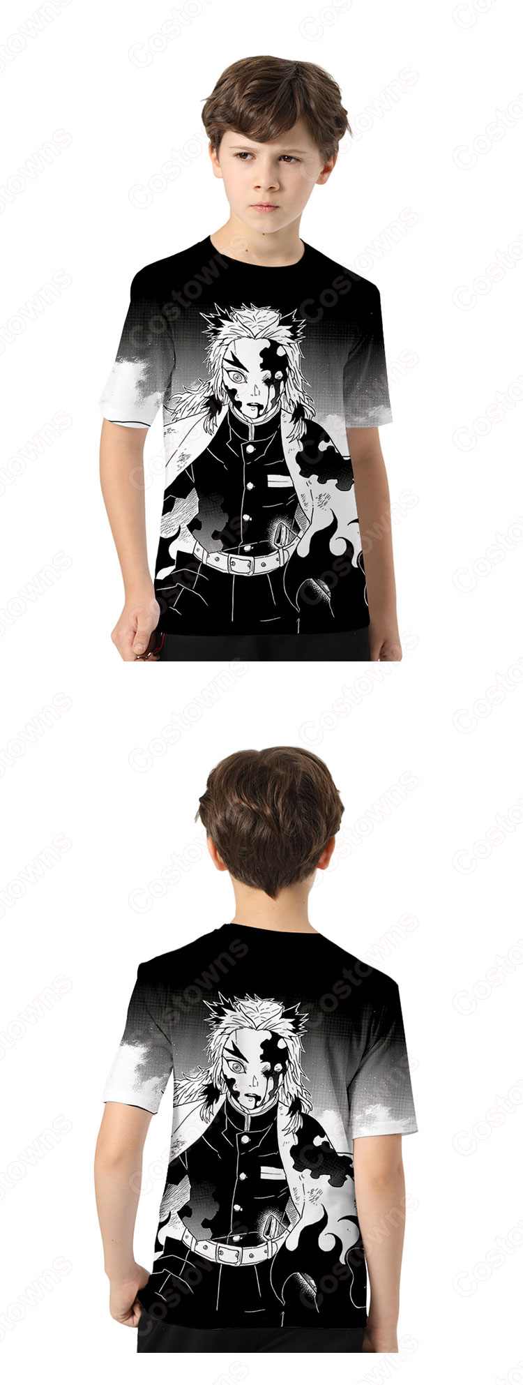 鬼滅の刃 Tシャツ 子供用 半袖 ラウンドネック 夏服 キッズ アニメ プリント 男の子 女の子 イベント 衣装 誕生日 プレゼント 鬼滅の刃 グッズ-3