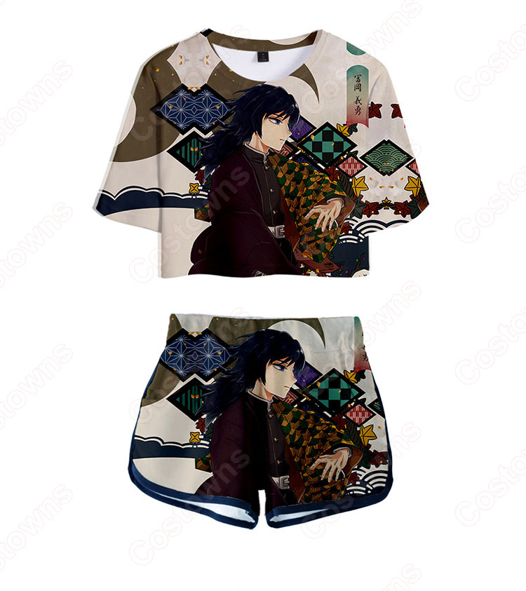 鬼滅の刃 Tシャツ 短パン 上下セット レディース アニメ 服 半袖 女の子 ガール かわいい 柔らかい ヘソ出し 衣装 イベント 誕生日 プレゼント 鬼滅の刃 グッズ-12
