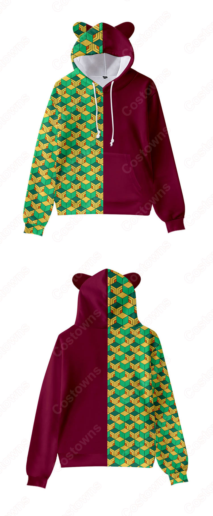 鬼滅の刃 猫耳 パーカー 子供 ジャケット キッズ 萌え フード付き コート かわいい 趣味 長袖 上着 カジュアル 春秋冬トレーナー スウェット-26