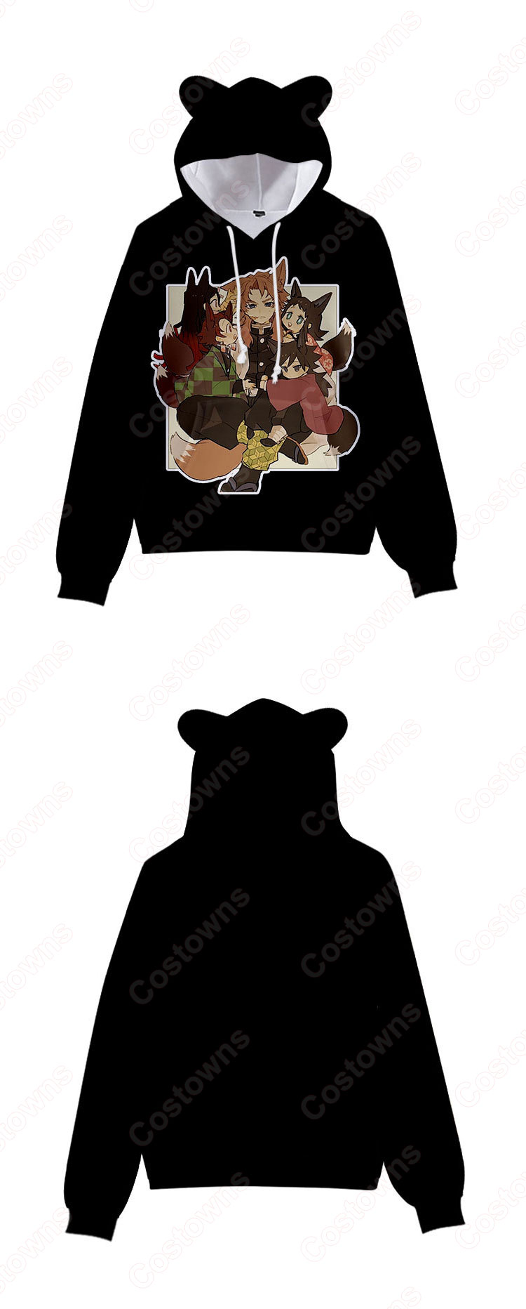 鬼滅の刃 パーカー 子供服 猫耳 フード付き プルオーバー 長袖 キッズ 男の子 女の子 かわいい 柔らかい 衣装 アニメ プリント 誕生日 プレゼント イベント 服 カジュアル 男女兼用 鬼滅の刃 グッズ-26