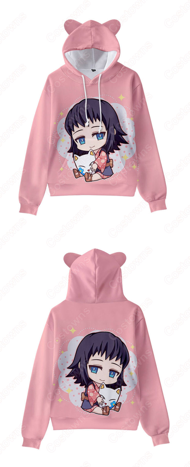 鬼滅の刃 子供用 パーカー 猫耳 キッズ スウエット 長袖 プルオーバー プリント フード付きフーディー カジュアル オーバー-4