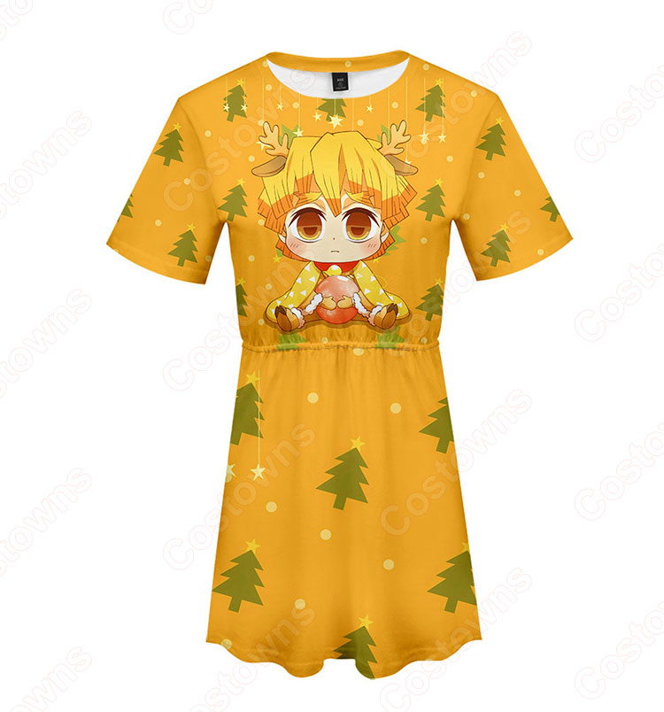 鬼滅の刃 スカート ドレス ワンピース 半袖 タイトスカート 普段着 カジュアル ソフト可愛い お洒落 人気 アニメ コスプレ服 夏服-11