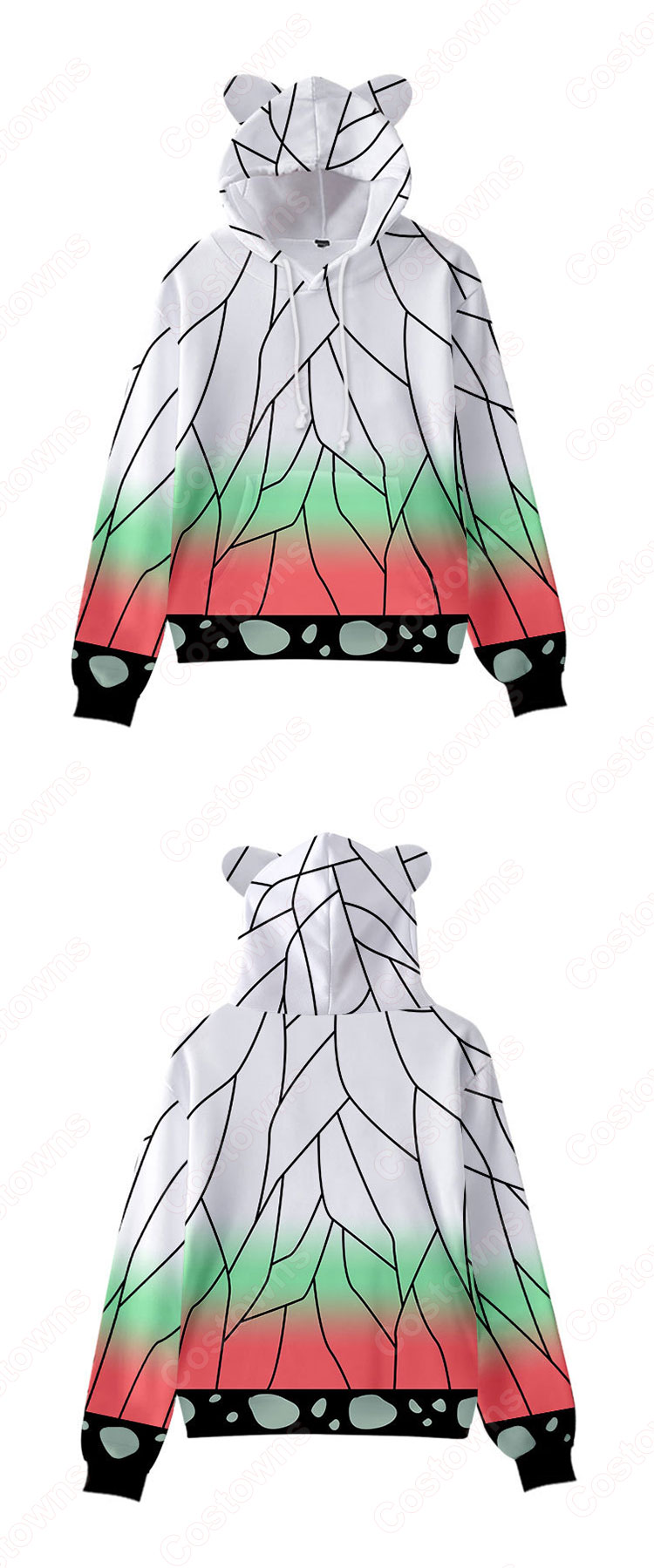 鬼滅の刃 猫耳 パーカー 子供 ジャケット キッズ 萌え フード付き コート かわいい 趣味 長袖 上着 カジュアル 春秋冬トレーナー スウェット-5