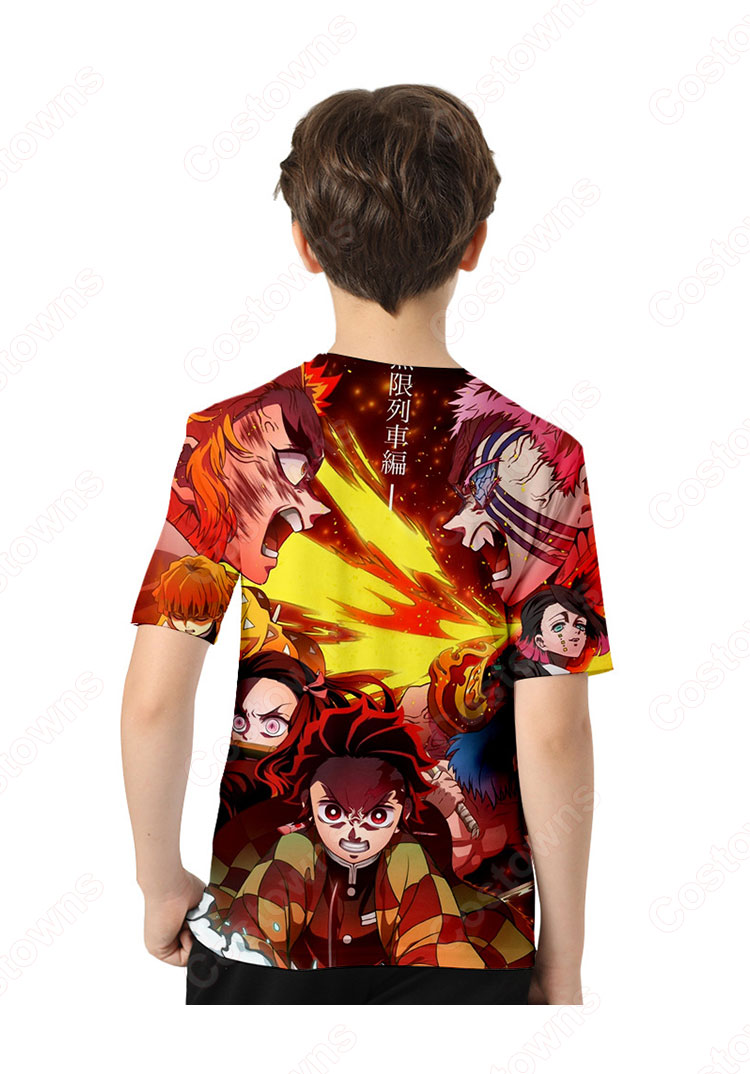 鬼滅の刃 Tシャツ 子供用 半袖 ラウンドネック 夏服 キッズ アニメ プリント 男の子 女の子 イベント 衣装 誕生日 プレゼント 鬼滅の刃 グッズ-12