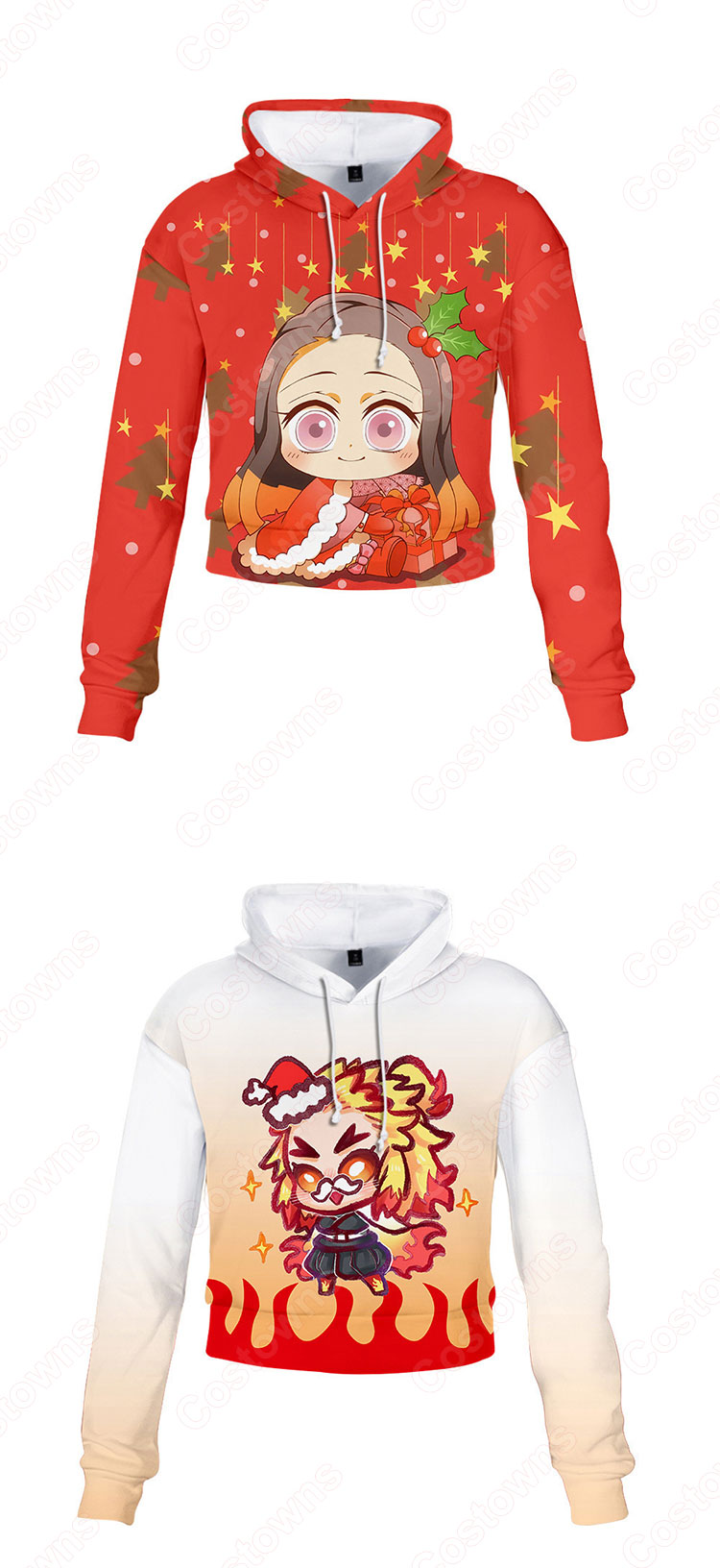 鬼滅の刃 ショート丈 パーカー へそ出し フーディー ショートトップス クリスマスシャツ 長袖 ヒップホップ カジュアル おしゃれ トップス-8