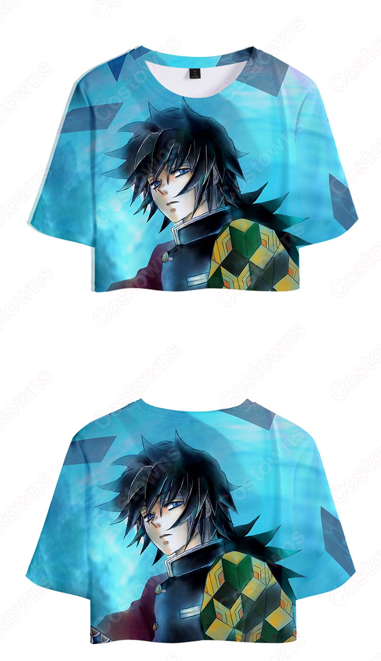 鬼滅の刃 Tシャツ 短パン 上下セット レディース アニメ 服 半袖 女の子 ガール かわいい 柔らかい ヘソ出し 衣装 イベント 誕生日 プレゼント 鬼滅の刃 グッズ-17