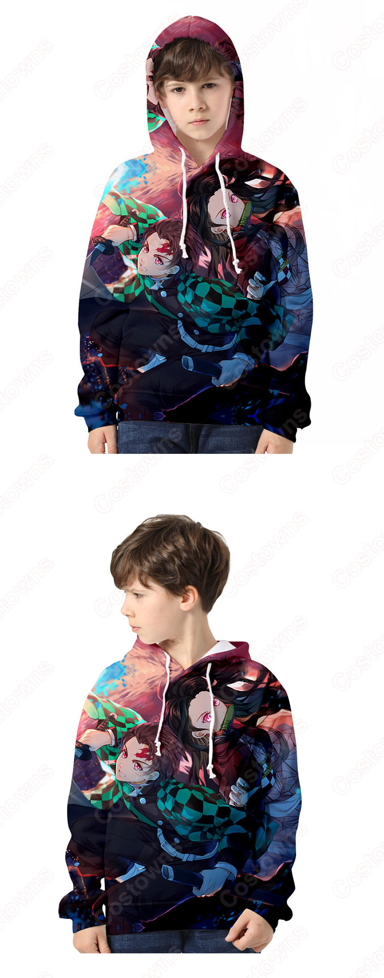 鬼滅の刃 パーカー 子供 キッズ 長袖 フード付き 親子服 男女兼用 春秋冬用 おしゃれ-9