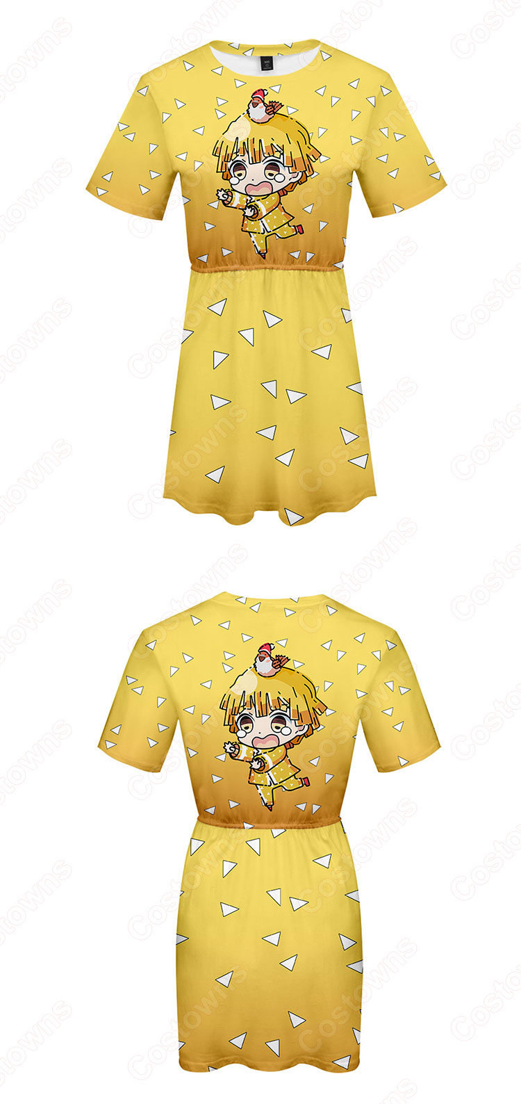 鬼滅の刃 スカート ドレス ワンピース 半袖 タイトスカート 普段着 カジュアル ソフト可愛い お洒落 人気 アニメ コスプレ服 夏服-3