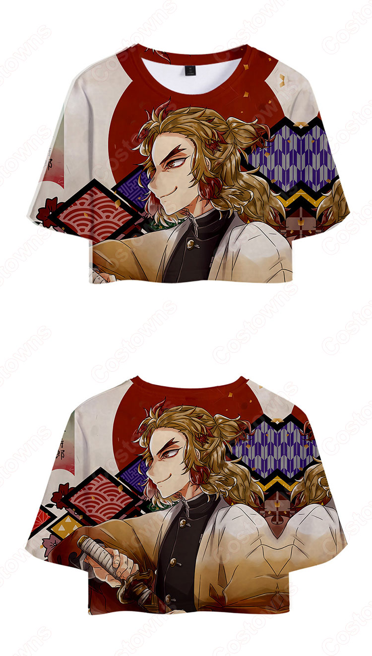 鬼滅の刃 Tシャツ 短パン 上下セット レディース アニメ 服 半袖 女の子 ガール かわいい 柔らかい ヘソ出し 衣装 イベント 誕生日 プレゼント 鬼滅の刃 グッズ-13