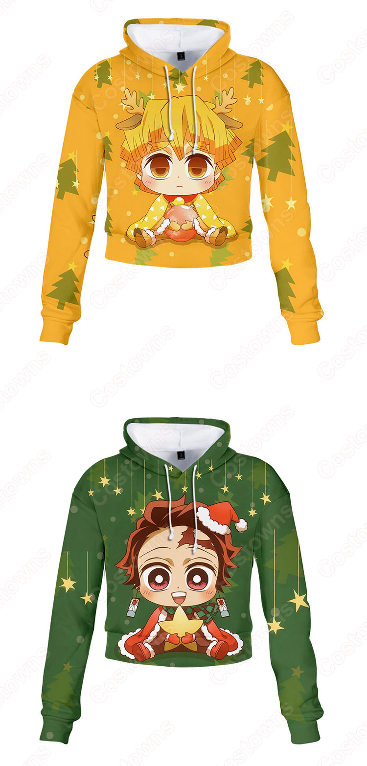 鬼滅の刃 ショート丈 パーカー へそ出し フーディー ショートトップス クリスマスシャツ 長袖 ヒップホップ カジュアル おしゃれ トップス-7