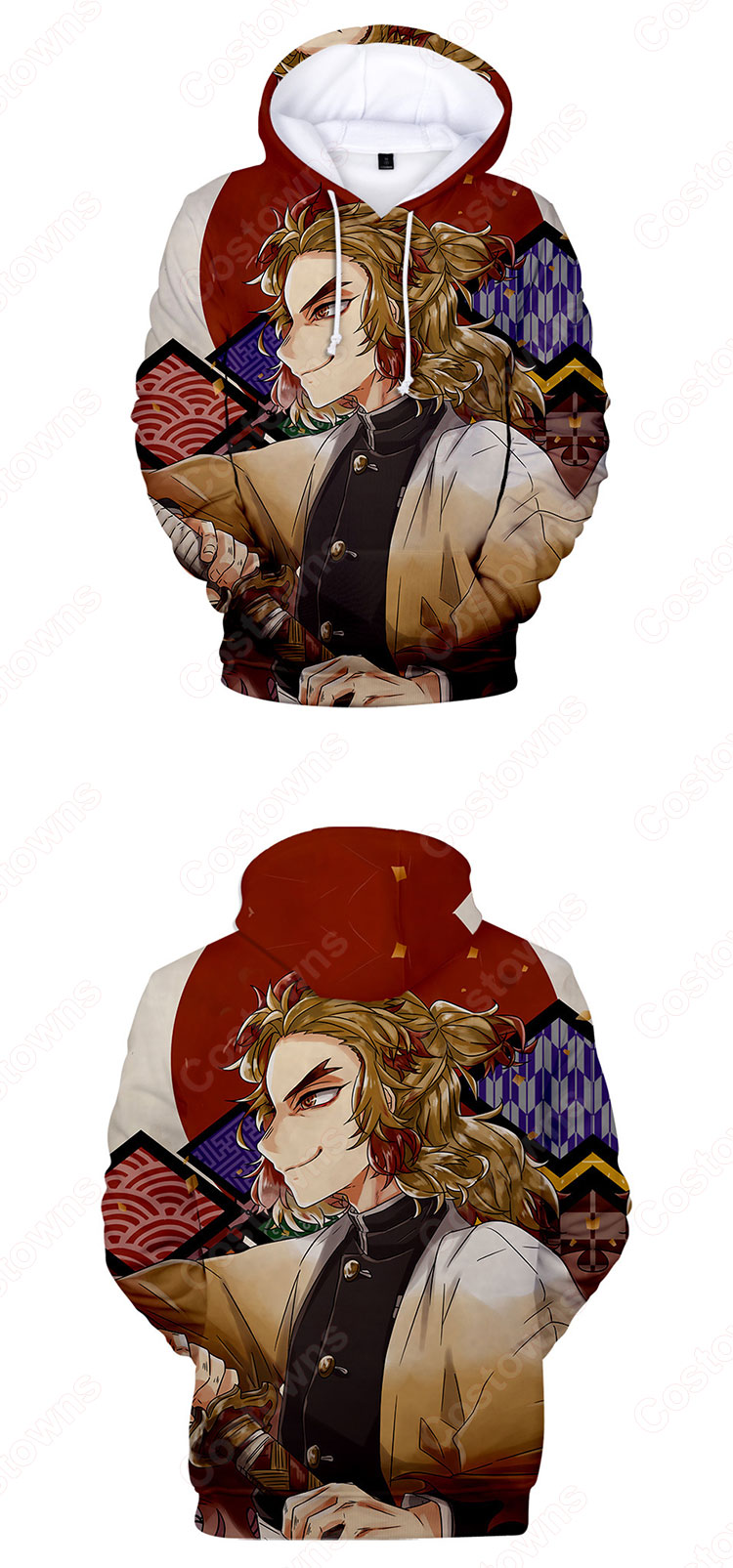 鬼滅の刃 パーカー 長袖 フード付き 子供 大人 春秋冬服 アニメ プリント 柔らかい 衣装 誕生日 プレゼント-8