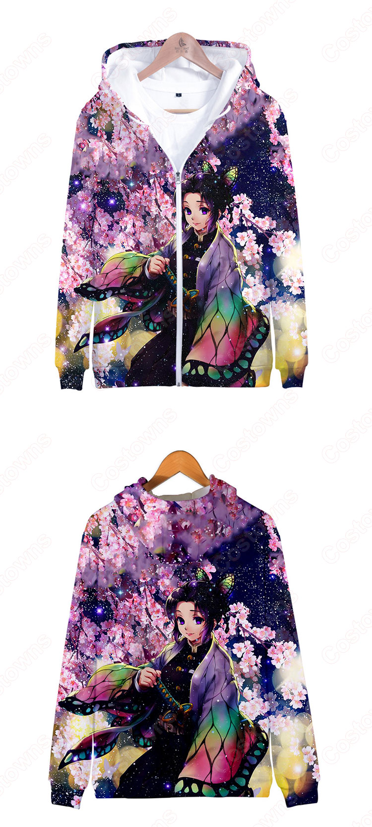 鬼滅の刃 ジップアップパーカー 子供 大人 長袖 日常服 カジュアル おしゃれ おおきいサイズ 秋 冬 服-11