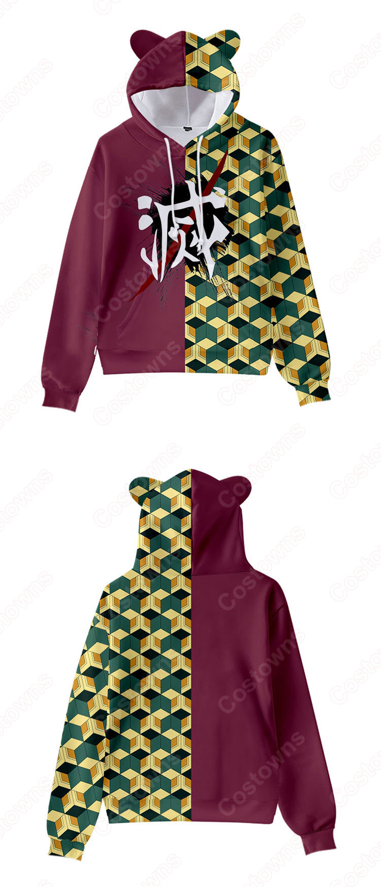 鬼滅の刃 猫耳 パーカー 子供 ジャケット キッズ 萌え フード付き コート かわいい 趣味 長袖 上着 カジュアル 春秋冬トレーナー スウェット-9