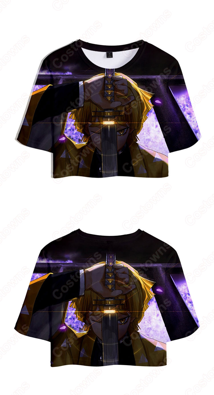 鬼滅の刃 Tシャツ 短パン 上下セット レディース アニメ 服 半袖 女の子 ガール かわいい 柔らかい ヘソ出し 衣装 イベント 誕生日 プレゼント 鬼滅の刃 グッズ-5