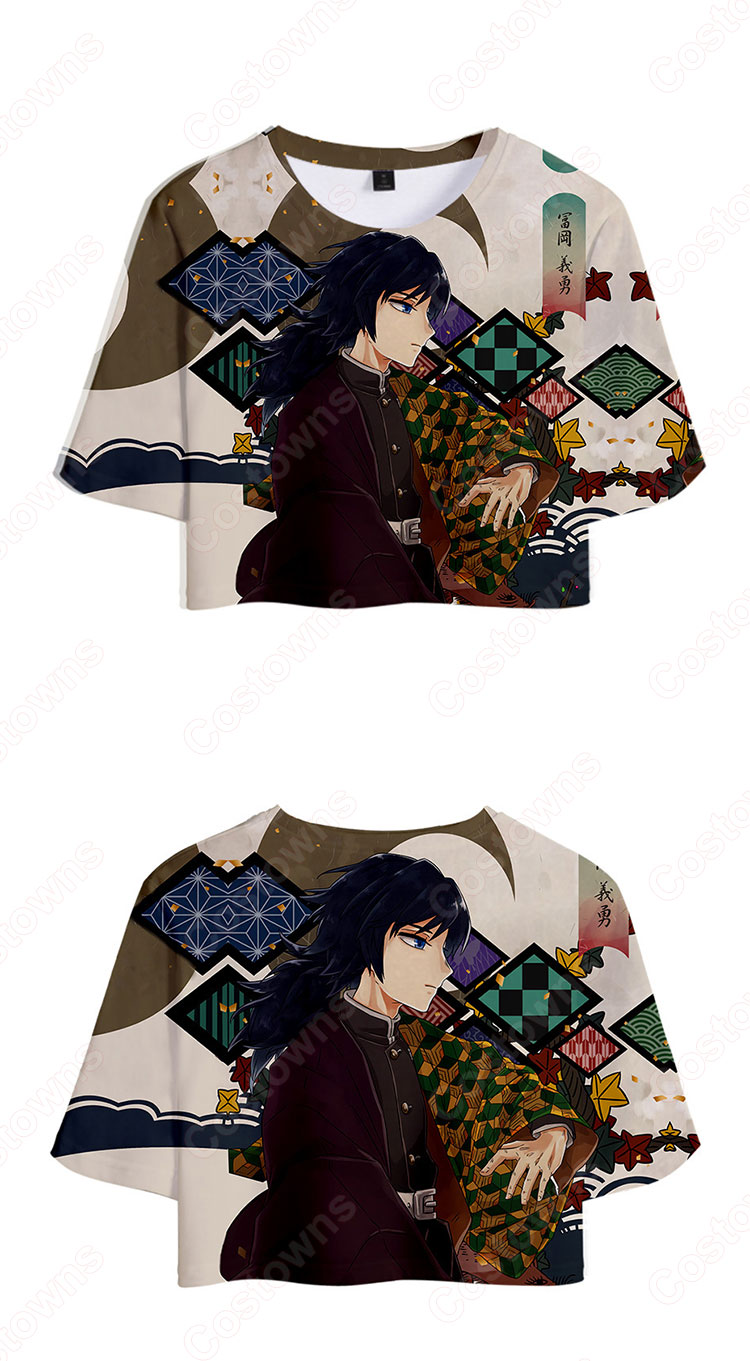 鬼滅の刃 Tシャツ 短パン 上下セット レディース アニメ 服 半袖 女の子 ガール かわいい 柔らかい ヘソ出し 衣装 イベント 誕生日 プレゼント 鬼滅の刃 グッズ-11