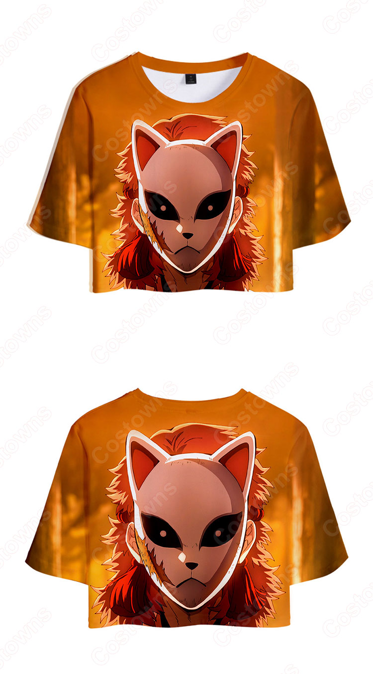 鬼滅の刃 Tシャツ 短パン 上下セット レディース アニメ 服 半袖 女の子 ガール かわいい 柔らかい ヘソ出し 衣装 イベント 誕生日 プレゼント 鬼滅の刃 グッズ-9