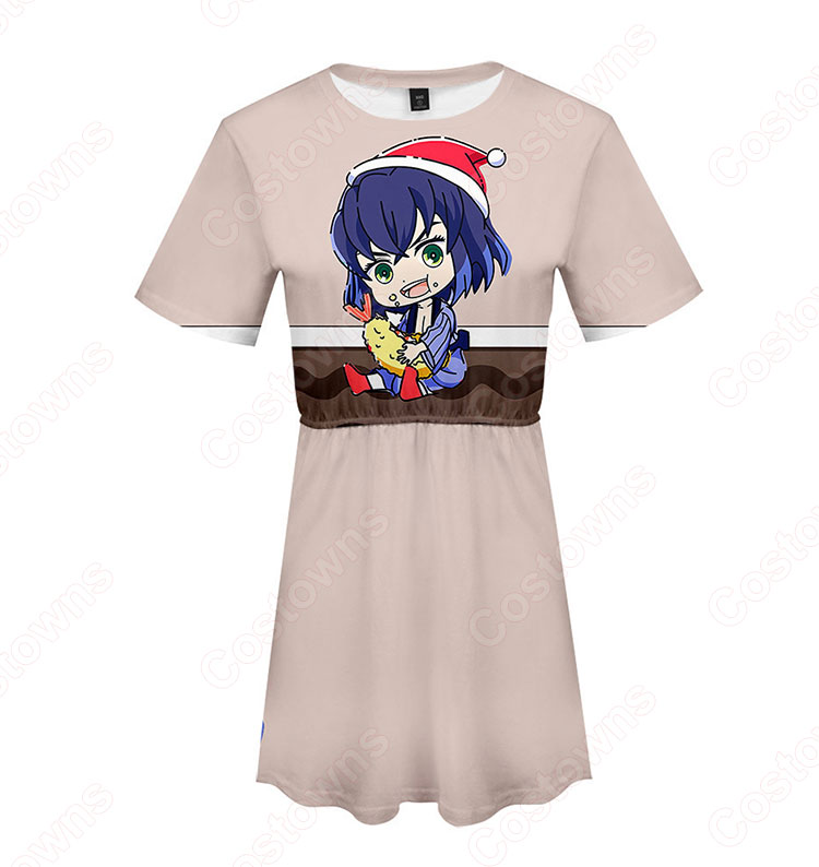 鬼滅の刃 スカート ドレス ワンピース 半袖 タイトスカート 普段着 カジュアル ソフト可愛い お洒落 人気 アニメ コスプレ服 夏服-10