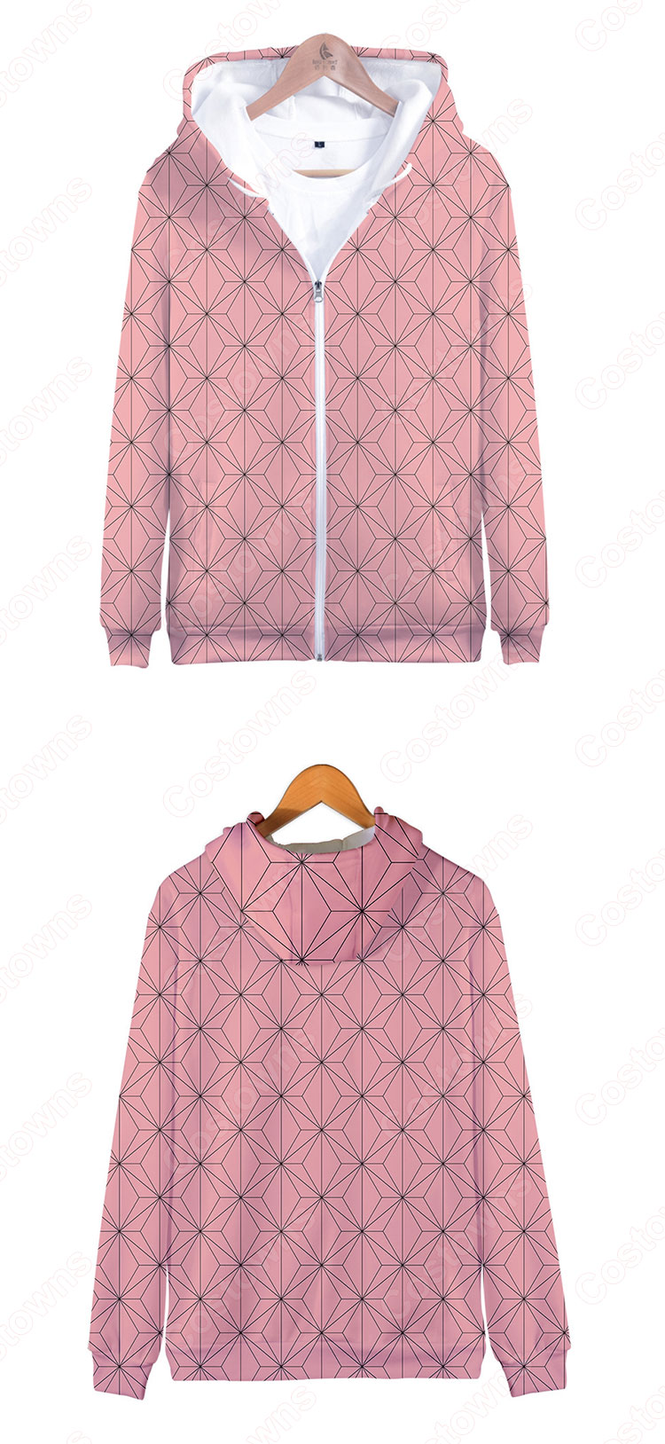 鬼滅の刃 ジップアップパーカー 子供 大人 長袖 日常服 カジュアル おしゃれ おおきいサイズ 秋 冬 服-2