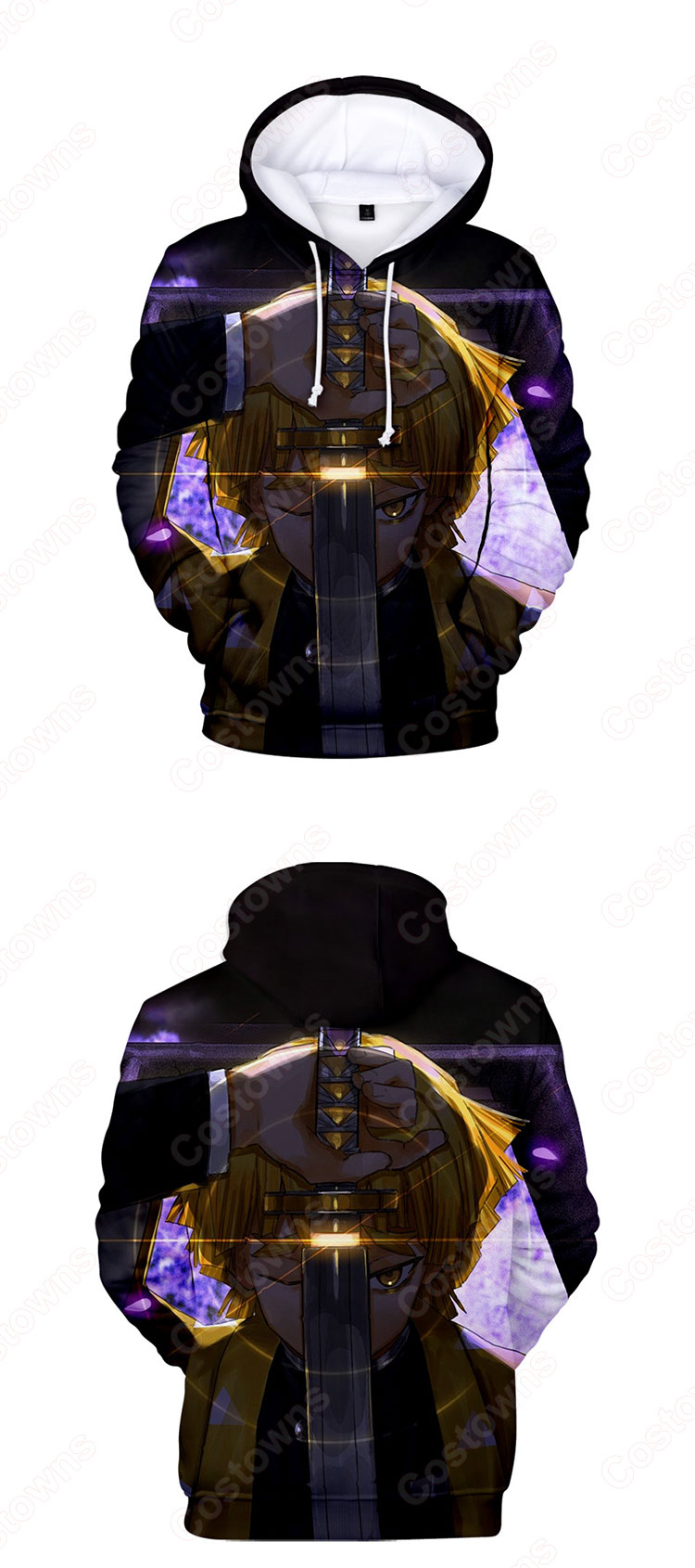 鬼滅の刃 パーカー 長袖 フード付き 子供 大人 春秋冬服 アニメ プリント 柔らかい 衣装 誕生日 プレゼント-3