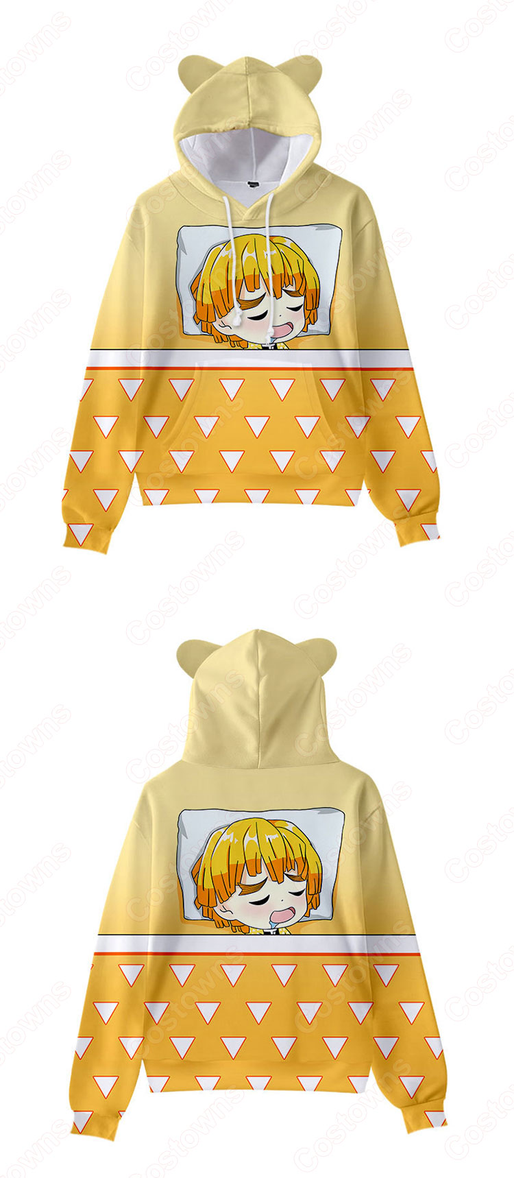 鬼滅の刃 パーカー 子供用 長袖 猫耳 カジュアル スウェット セーター ジャケット キッズ おしゃれ カジュアル フーデット トレーナー 柔らかい 誕生日プレゼント-3