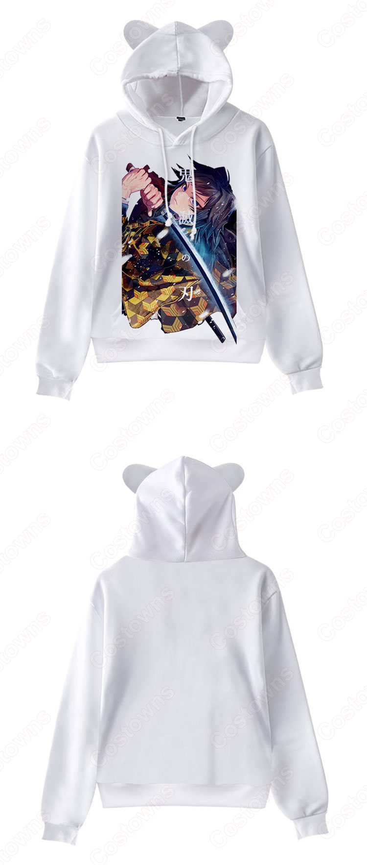 鬼滅の刃 子供用 パーカー 猫耳 キッズ スウエット 長袖 プルオーバー プリント フード付きフーディー カジュアル オーバー-13