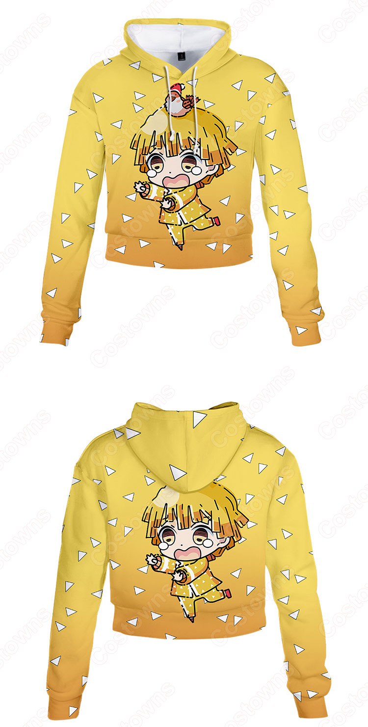 鬼滅の刃 ショート丈 パーカー へそ出し フーディー ショートトップス クリスマスシャツ 長袖 ヒップホップ カジュアル おしゃれ トップス-3