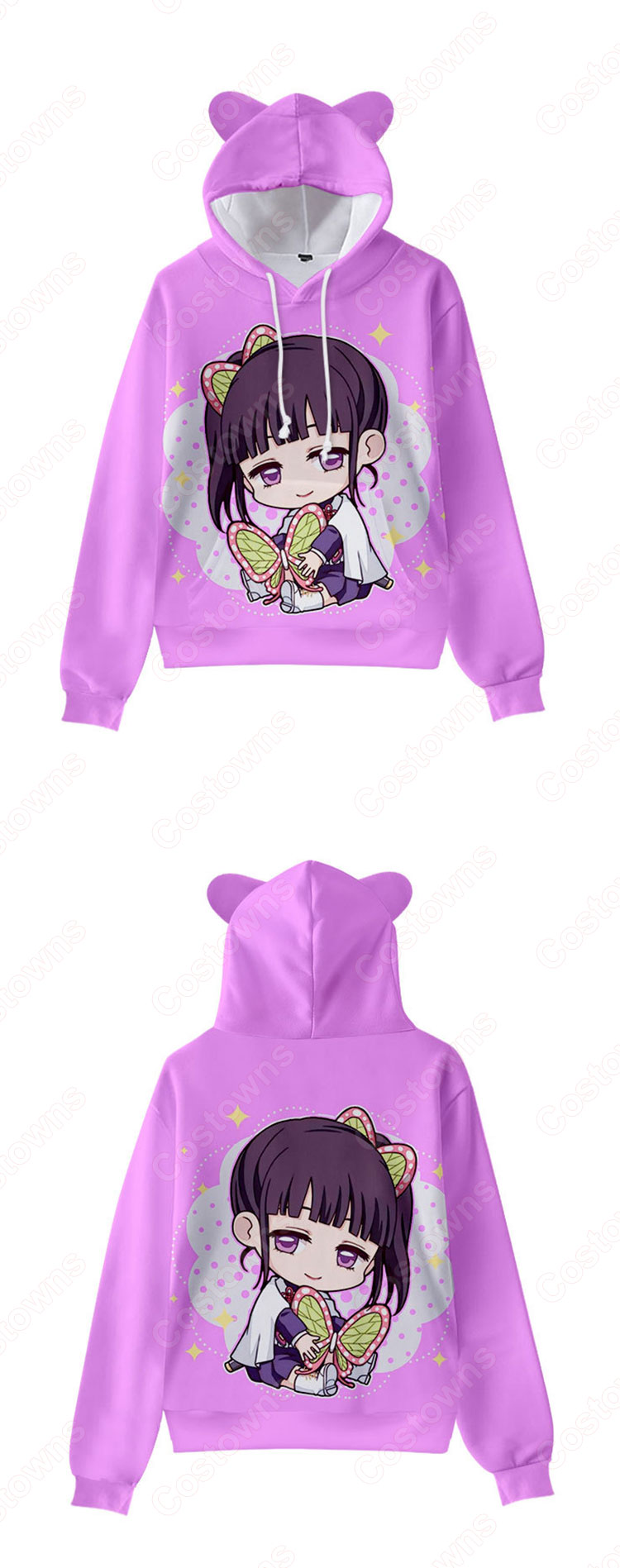 鬼滅の刃 子供用 パーカー 猫耳 キッズ スウエット 長袖 プルオーバー プリント フード付きフーディー カジュアル オーバー-7