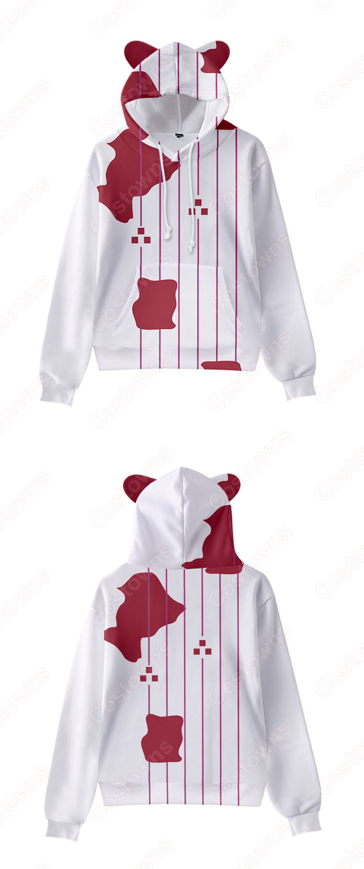 鬼滅の刃 猫耳 パーカー 子供 ジャケット キッズ 萌え フード付き コート かわいい 趣味 長袖 上着 カジュアル 春秋冬トレーナー スウェット-12