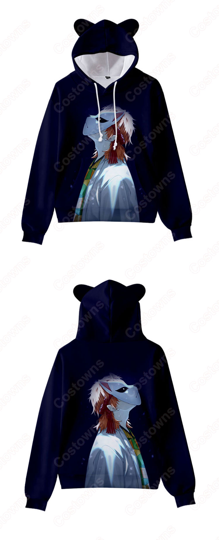 鬼滅の刃 子供用 パーカー 猫耳 キッズ スウエット 長袖 プルオーバー プリント フード付きフーディー カジュアル オーバー-2