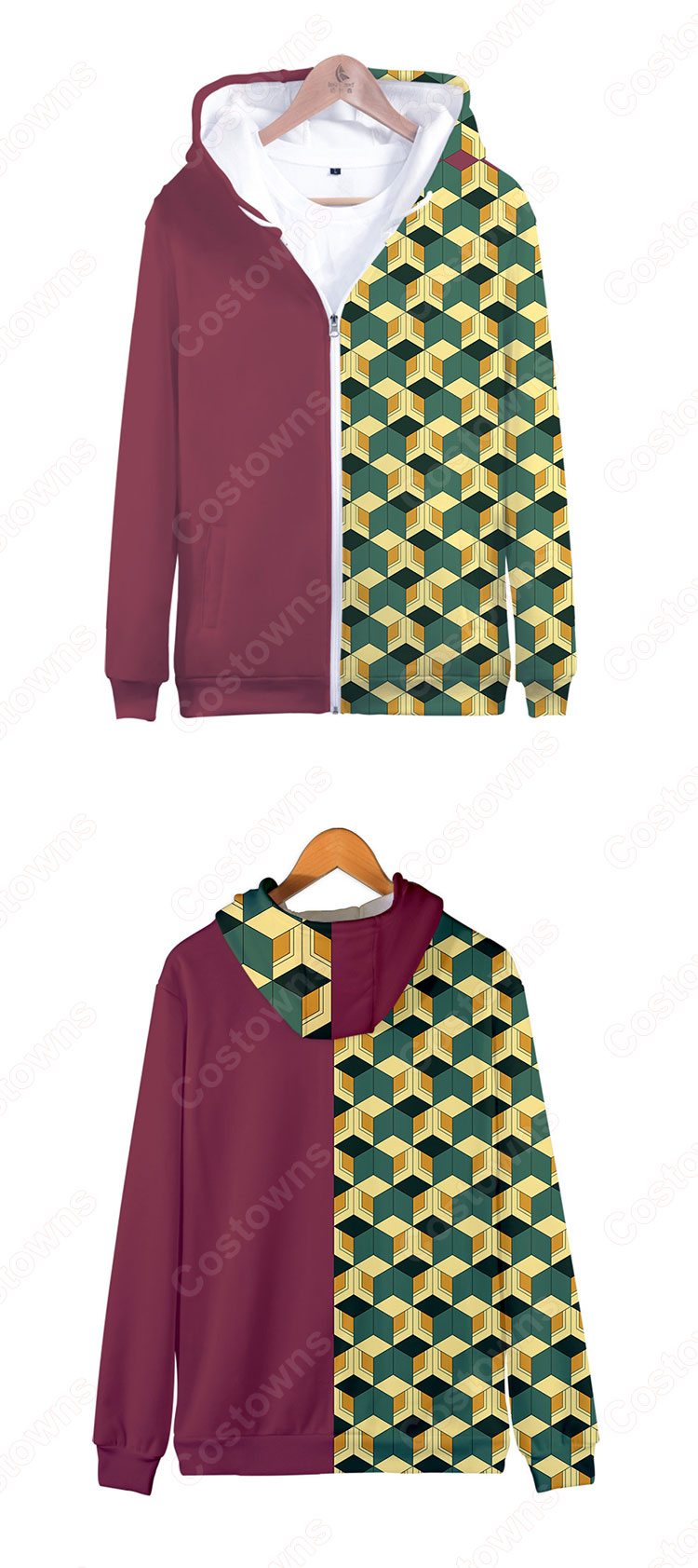 鬼滅の刃 ジップアップパーカー 子供 大人 長袖 日常服 カジュアル おしゃれ おおきいサイズ 秋 冬 服-1